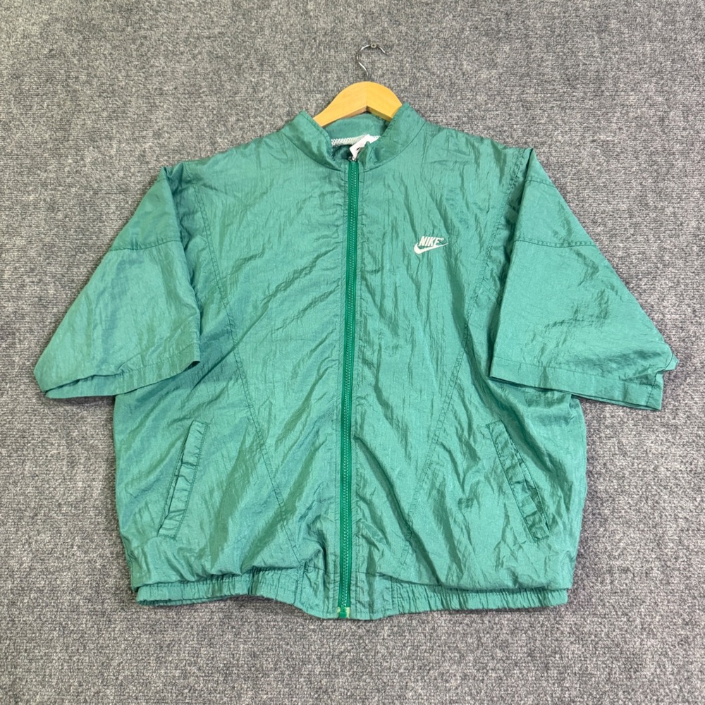 VTG 90s Nike Shirt Jacket Mens L Teal Turquoise Y2K Lightweight Short-sleeve